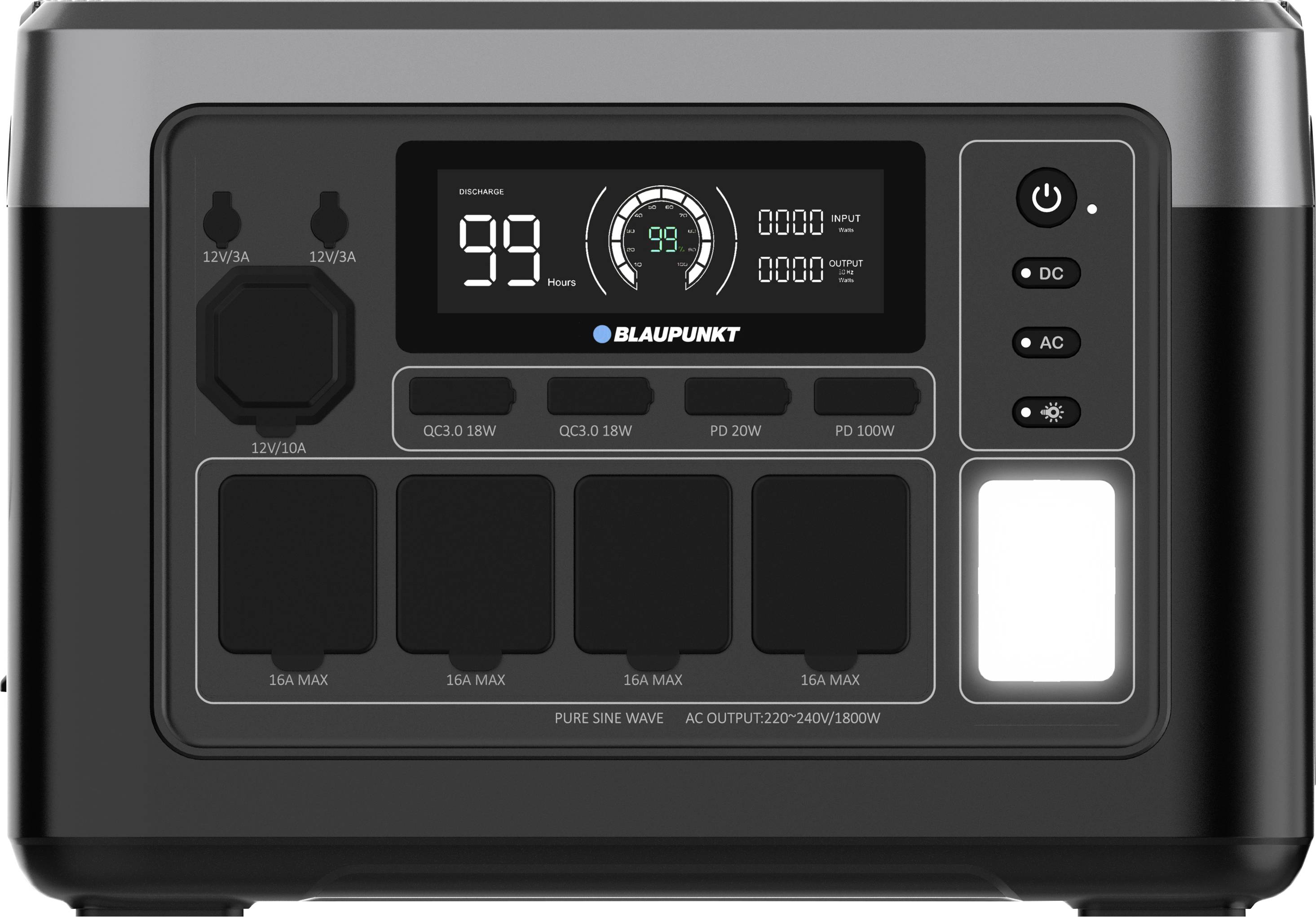 Blaupunkt Blaupunkt JuiceBox Powerstation 320000 mAh Fast Charge, SuperCharge LiPo USB-A (USB 3.0), USB-C®, Szivargyújtó csatlakozó