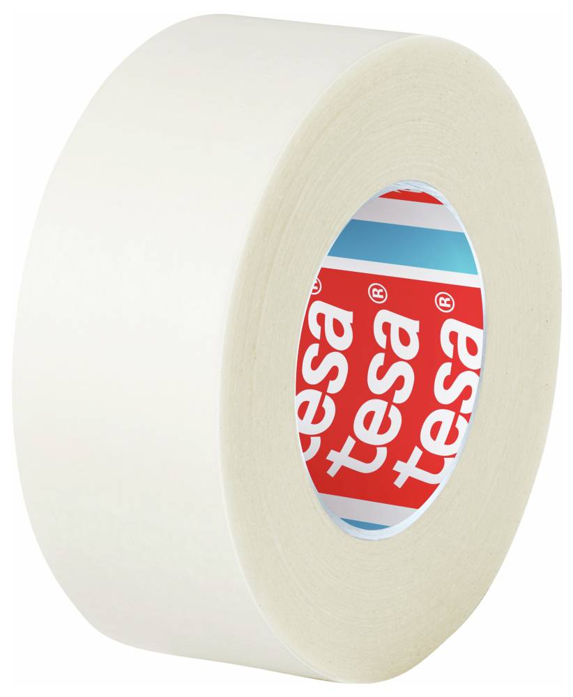 Fehér ragasztószalag tekercs, amelynek belsejében "tesa" felirat található.