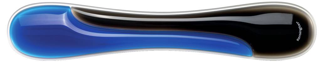 Egy karcsú, nyújtott tárgy ívelt formában, amely sötétkékből fokozatosan megy át feketébe, fényes, tükröző felületet mutatva.