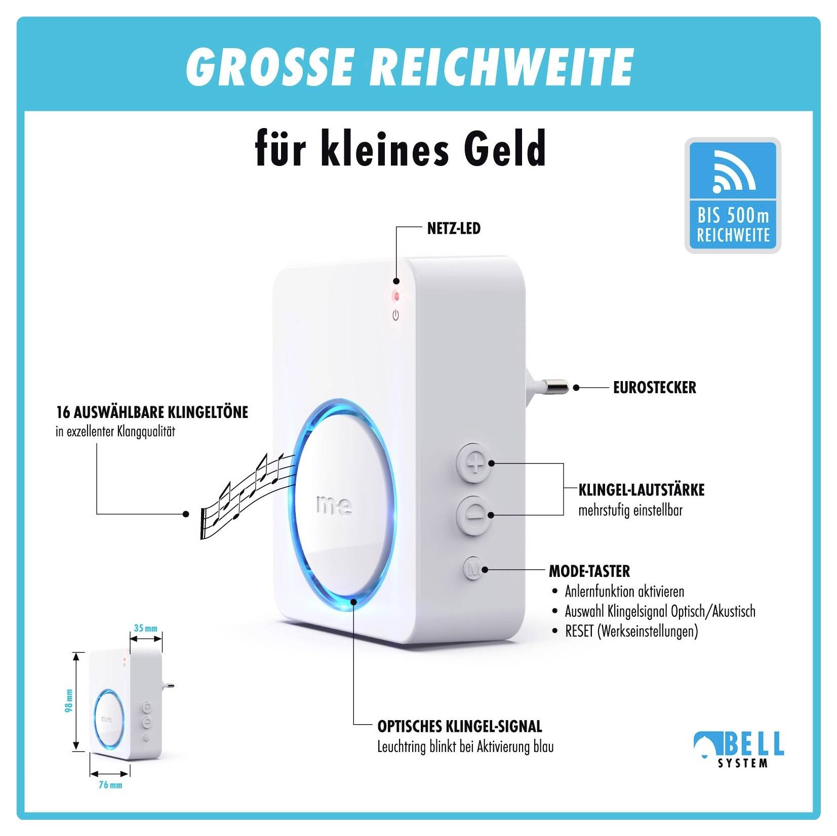 'Vezeték nélküli kaputelefon hosszú hatótávolsággal és elérhető árral. Jellemzői közé tartozik a többféle csengőhang, állítható hangerő, optikai és akusztikus jelzések.'