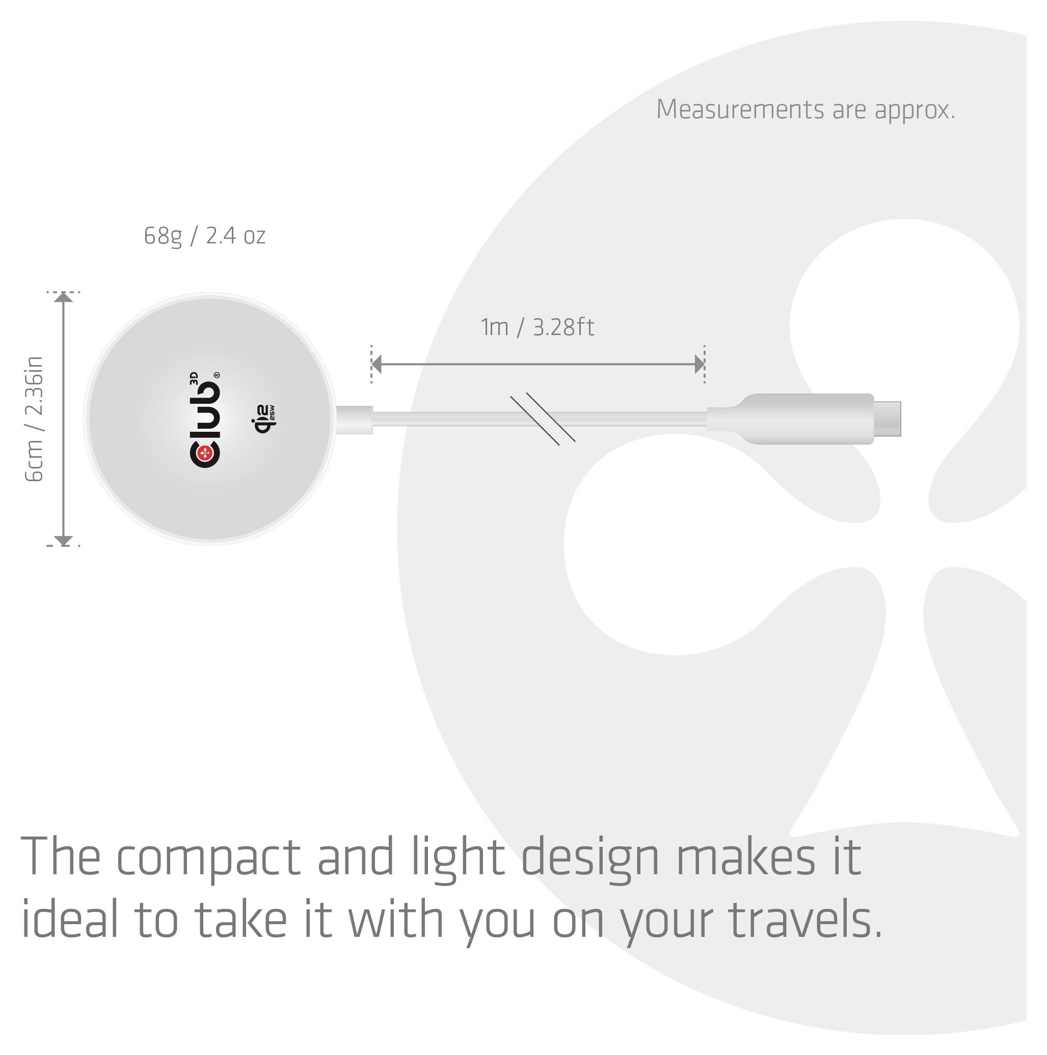 club3D indukciós akkutöltő 25 W Qi2 USB-C 25Wa CAC-3026 Kimenetek Standard indukciós töltés Fehér-3