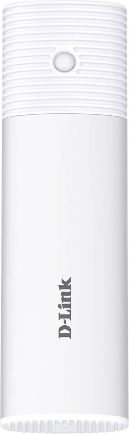 A "D-Link" fehér USB eszköz bordázott textúrával, a teteje közelében egy gombbal.