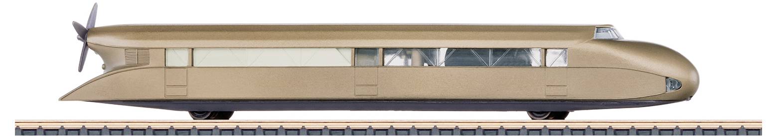 Egyszerűsített, futurisztikus vonat, amelynek hátsó részén propeller található, és magas sebességű vasúti közlekedésre tervezték.