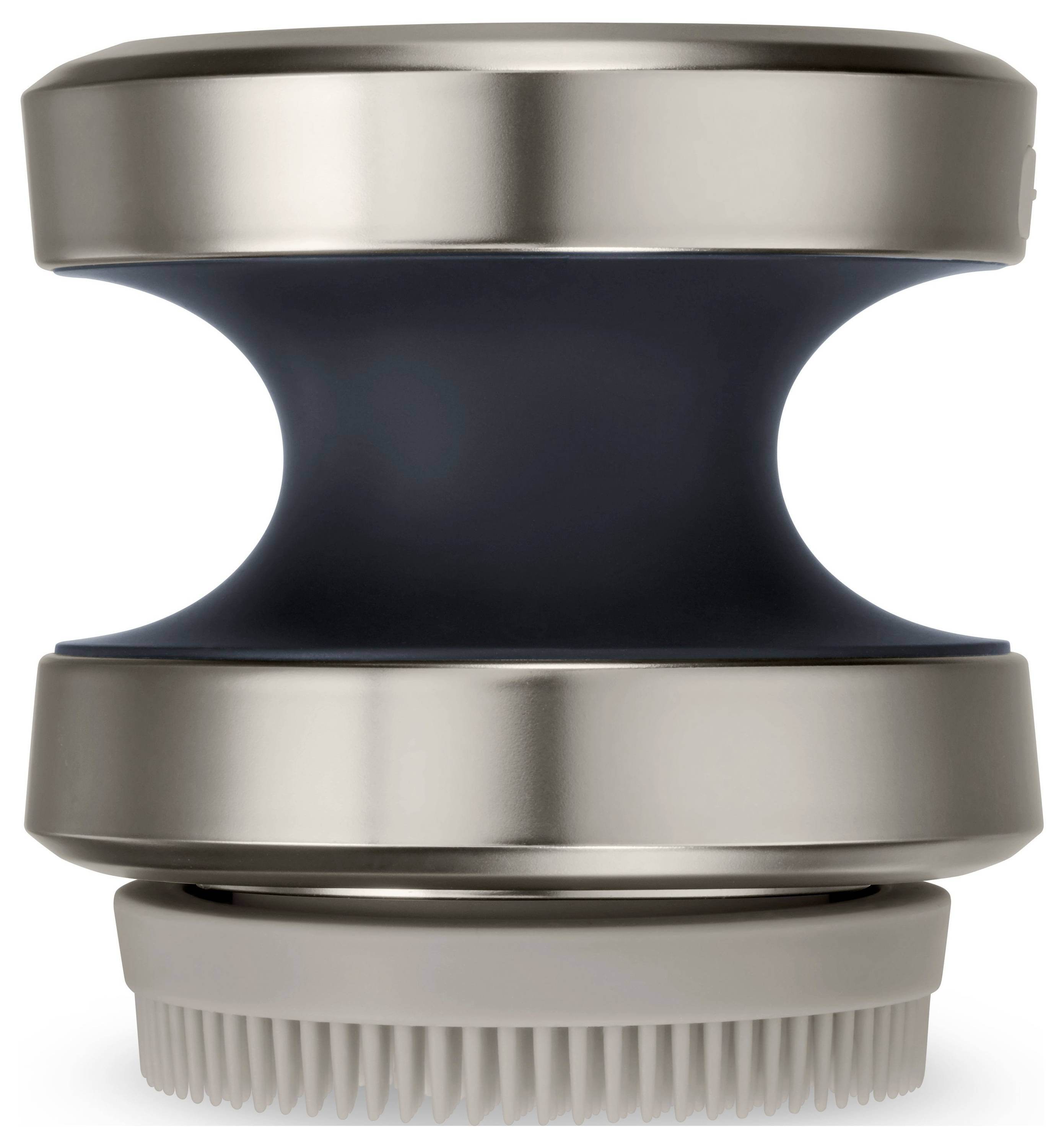 Kézzel fogható masszírozó metallic felülettel és sörte alappal, amely az izomfeszültség enyhítésére és az ellazulás elősegítésére szolgál.