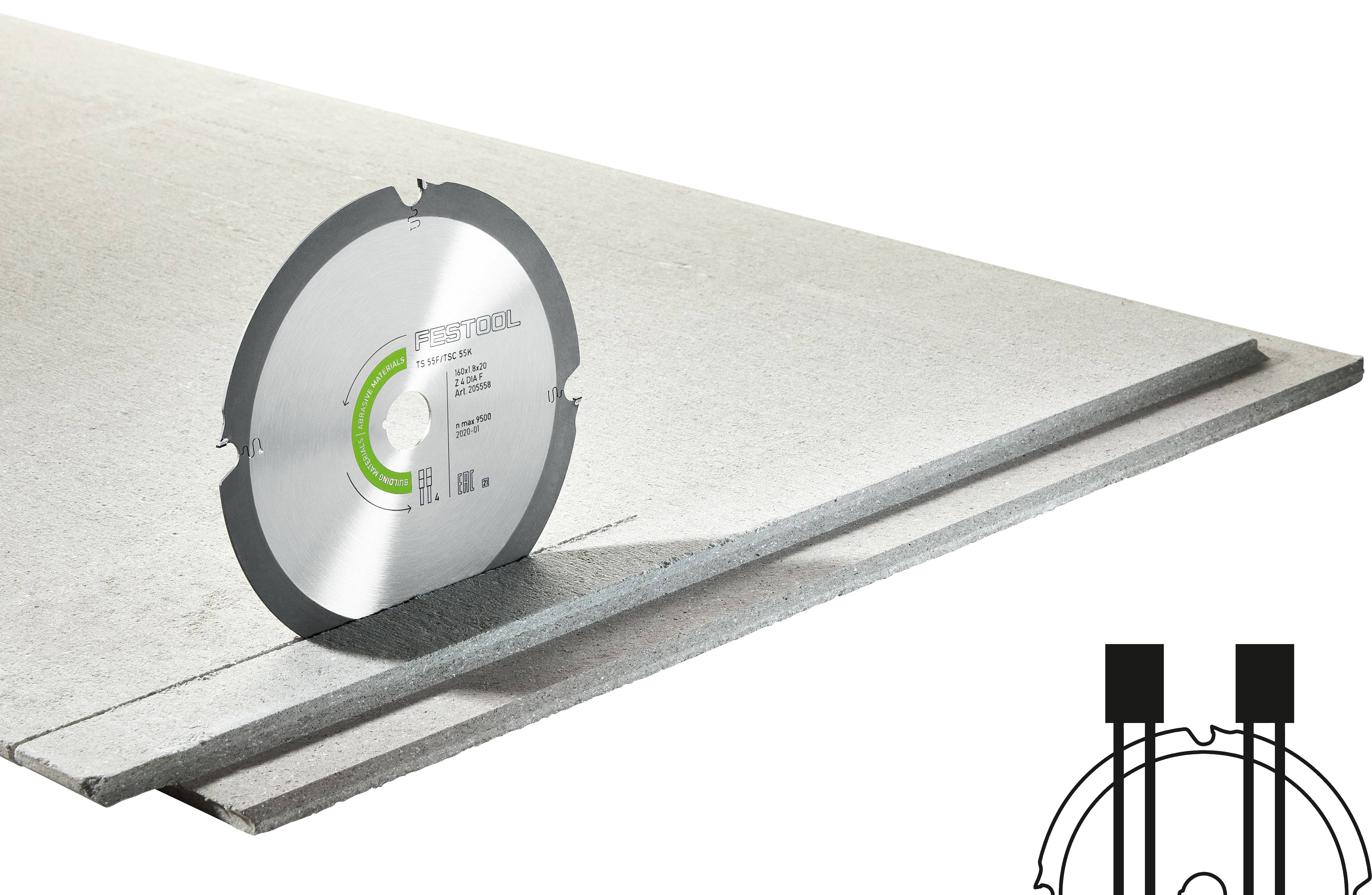 Festool DIA 160x1,8x20 F4 205558 Gyémánt körfűrészlap 160 x 20 x 1.20 mm Fogak száma (collonként): 4 1 db-0