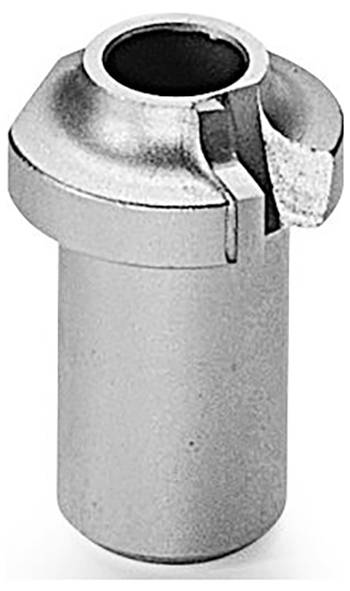 Egy hengeres szerszám lekerekített, bevágott fejjel, amely valószínűleg anyagok vágásához vagy alakításához használatos egy megmunkálási folyamatban.