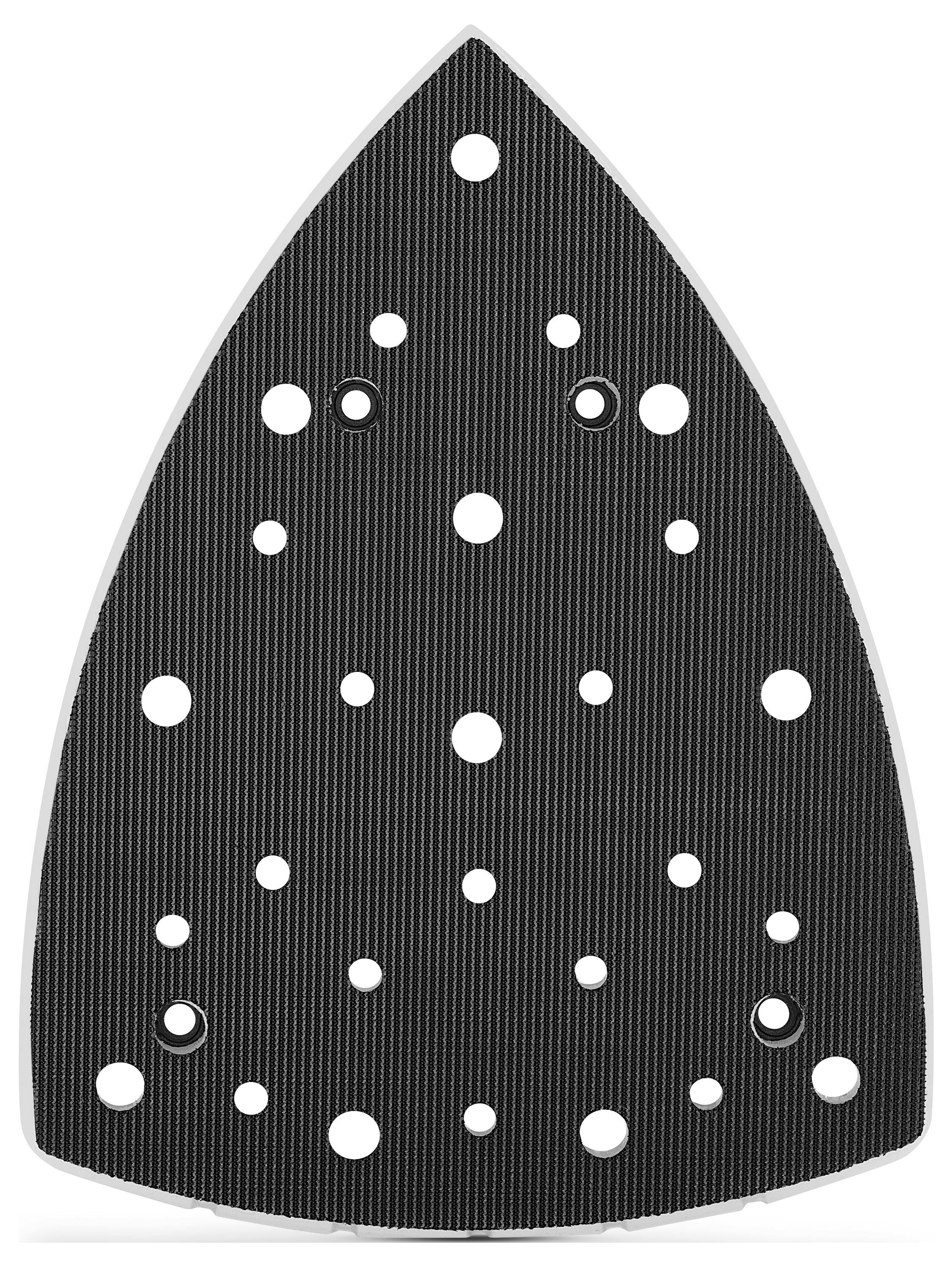 A kép egy gőzvasaló alaplemezét mutatja, amely különböző méretű gőzlyukakkal rendelkezik.