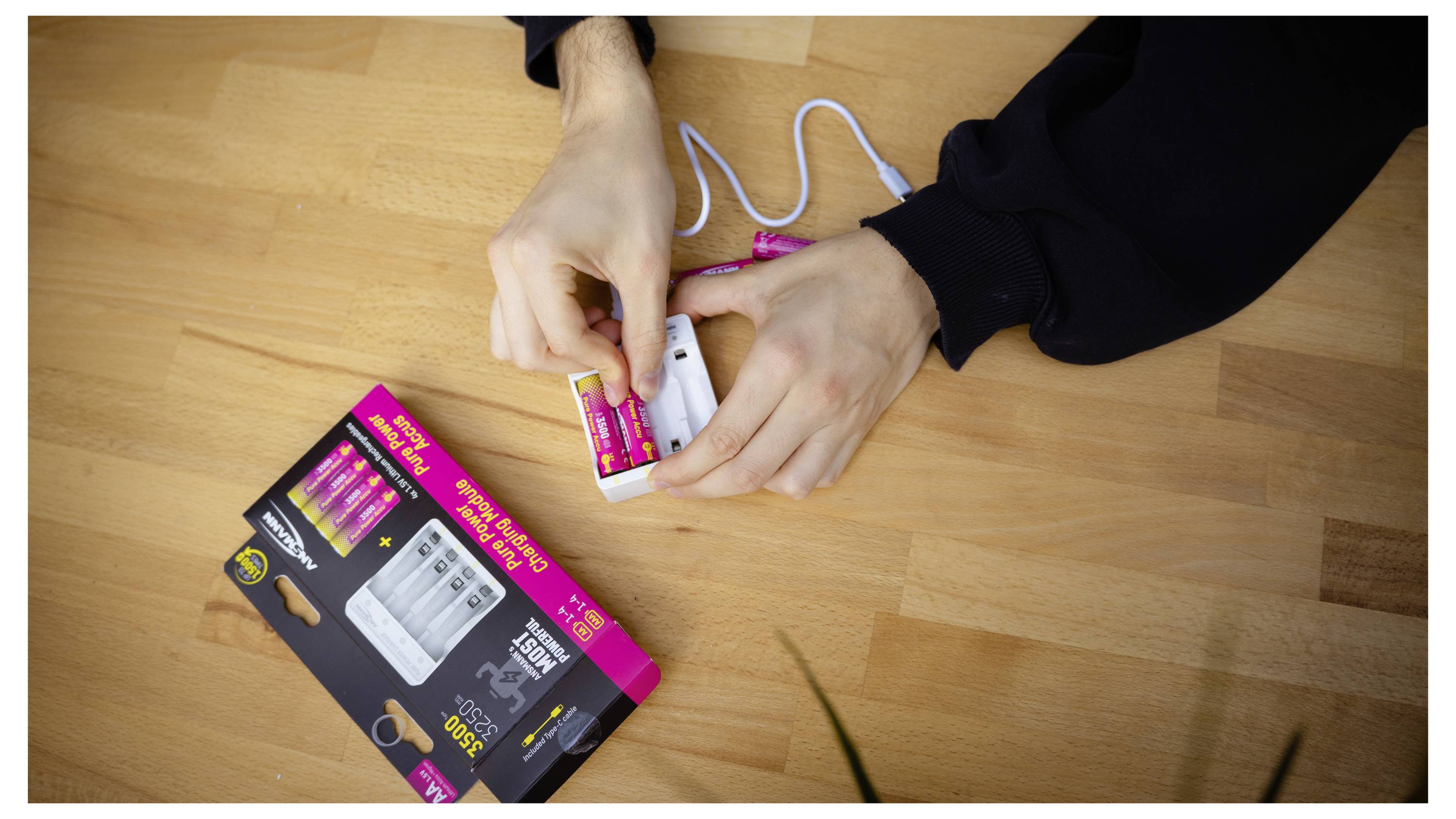 Ansmann Pure Power Set 4× Mignon AA Akkus und Lademodul Ceruzaakku NiMH 3250 mAh 1.5 V 1 db-5