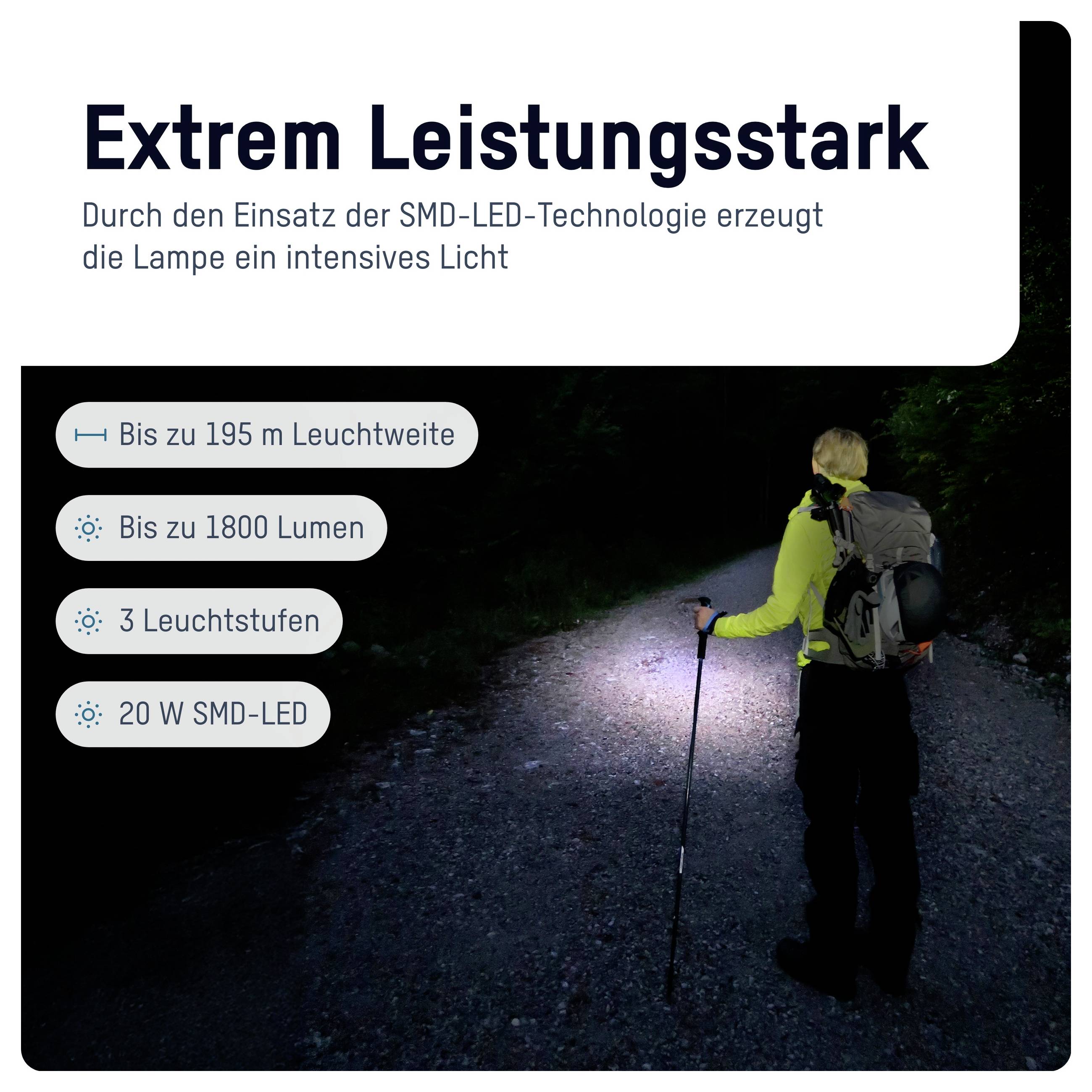 Ansmann LED Taschenlampe Adventure TA1800RF wiederaufladbar SMD LED Kézilámpa Nagy hatótáv Akkuról üzemeltetett 1800 lm -4