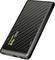 Egy karcsú, fekete Nitecore NB10000 powerbank szénszálas textúrával. USB porttal felszerelt, és a „10000mAh Super Slim Power Bank" felirat látható rajta.