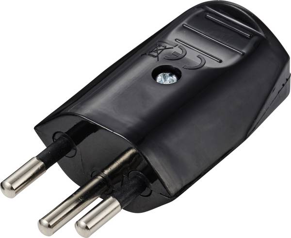 Sygonix SY-7279262 Hálózati dugó, svájci Műanyag  250 V/AC Fekete