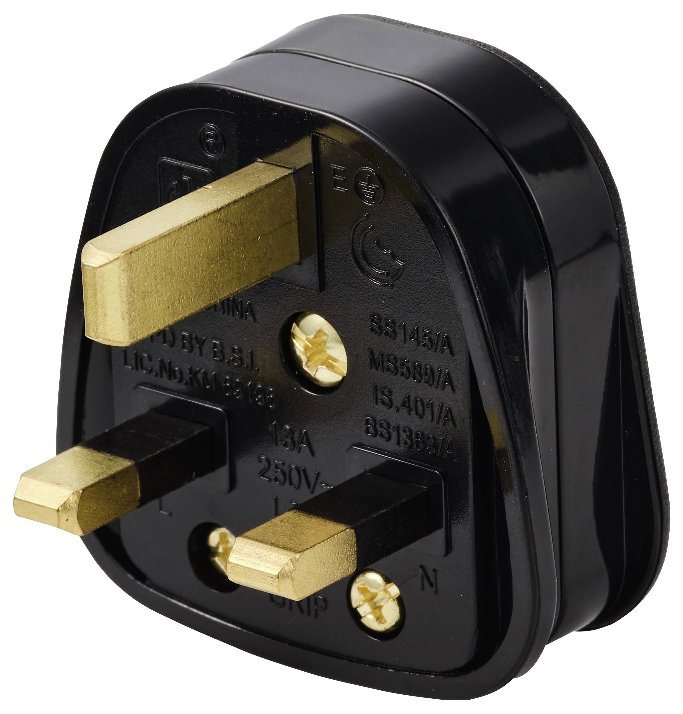 Sygonix SY-7279830 Védőérintkezős dugó Műanyag 250 V/AC Fekete-1