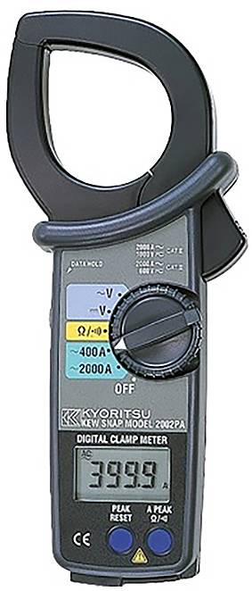 Egy digitális lakatmérő 399,9-es leolvasást mutat. Az eszköz áramot, feszültséget és ellenállást mér, tetején egy nagy lakattal.