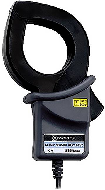 'Kyoritsu Clamp Sensor KEW 8122' CAT III 600V besorolású, amely legfeljebb 500A-es áramméréses alkalmazásokhoz alkalmas.
