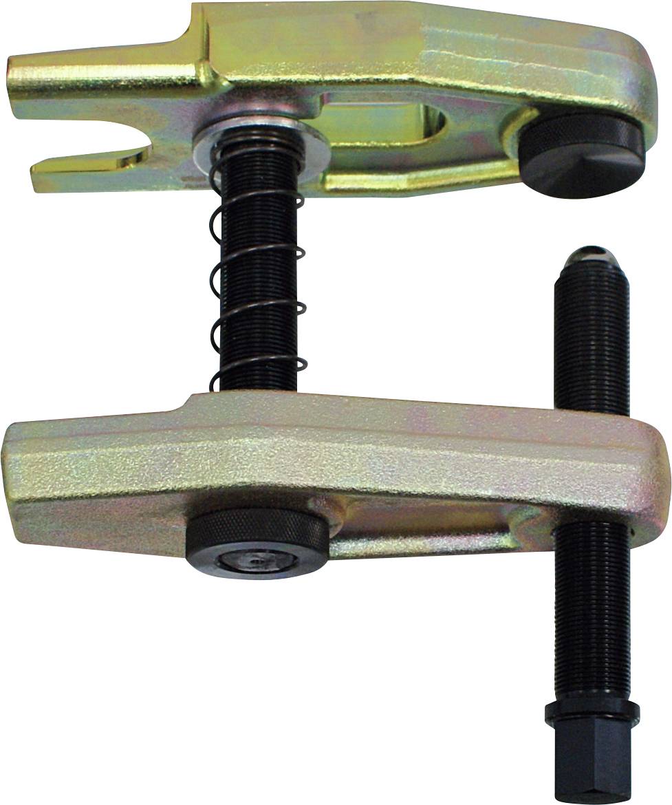 'Gömbcsap választó szerszám fémes testtel és állítható fekete csavarral, járműfelfüggesztési rendszerekben a gömbcsapok szétválasztásához használt eszköz.'