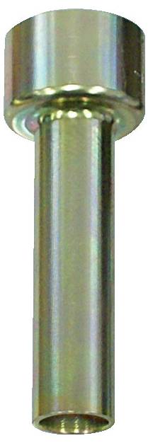 Egy fényes fém cső hatszögletű aljzatfejjel, amely egy fogótüskés csavarhúzó adapterhez hasonlít, egyszerű fehér háttér előtt nézve.