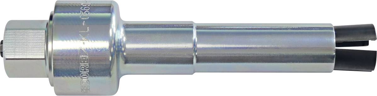 Egy fém hengeres szerszám textúrázott fogással, a „VLB 30.08.41.01.U" címkével ellátva, két fekete fogakkal az egyik végén.