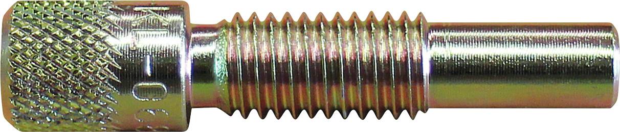 Két piros műanyag lezárási eszköz "Top 1" és "Top 2" felirattal, amelyek mindegyike különböző horonnyal rendelkezik kapcsolók vagy szelepek biztonságos rögzítéséhez.