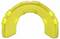 Sárga védő szájvédő fogakra illeszkedő görbült alakú és megemelt szélekkel, amelyet sportok közben a biztonság érdekében viselnek.