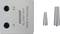 Fémblokk két lyukkal, amelyek az „1" és „2" felirattal vannak jelölve, a „GEDORE KL-0187-1011 Made in Germany" felirattal, mellett két fémkúp.