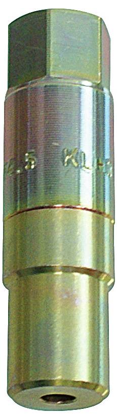 „KL" osztályozású biztonsági szelep hatszögletű tetővel és hengeres testtel, fényes fémes felülettel.