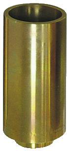 Egy fémből készült hengeres tárgy, visszatükröző felülettel és nyitott tetővel, amely egy sárgaréz ujjra vagy burkolat alkatrészre emlékeztet.