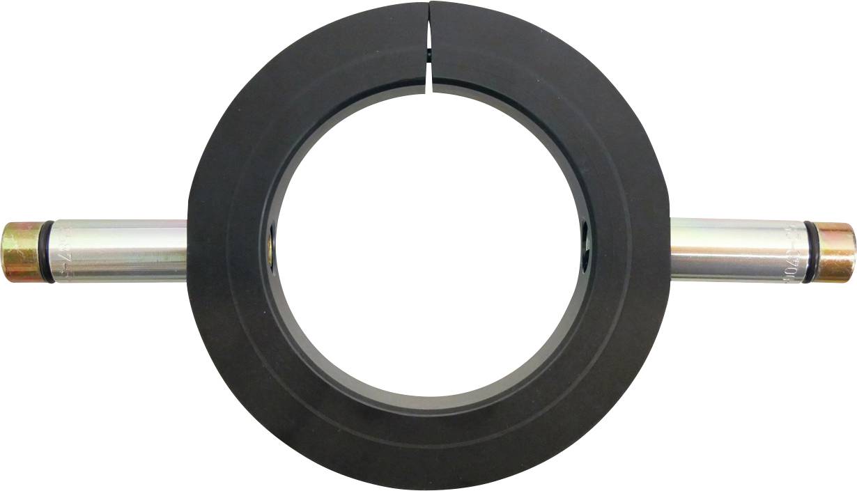 Egy kétcsöves falátvezetési tömítés, amely két kiálló csővel rendelkezik, és falak által átvezetett csövek rögzítésére és tömítésére szolgál.