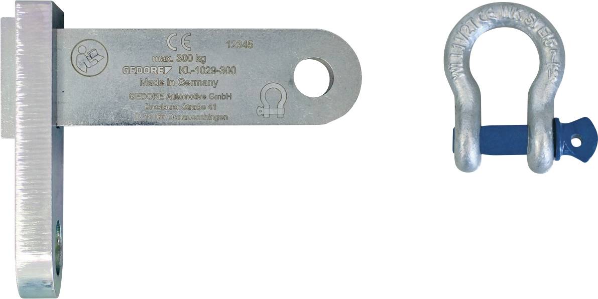 Gedorfey 350 kg láncszemű karabiner és csap fém biztonsági horoggal. Németországban gyártott. Terhelések emeléséhez és rögzítéséhez.