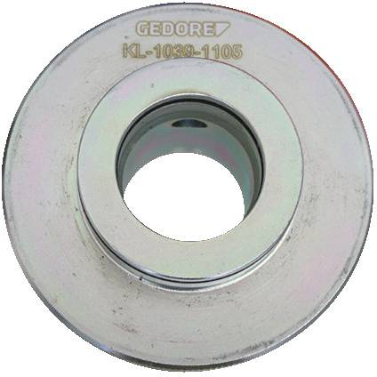 Egy kör alakú fém szerszám, amelyen a "GEDORE KL-1039-1105" felirat látható, középső lyukkal rendelkezik, amelyet valószínűleg mechanikai vagy autóipari célokra használnak.