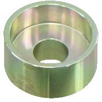 Egy fém, körkörös gyűrű, amely üres közepet és sima felületet tartalmaz, és visszaveri a fényt.