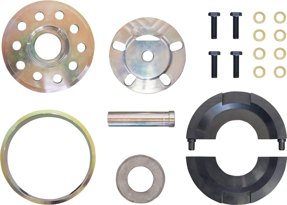 Egy szürke fém kúpos ék, amelynek a szélesebb vég közelében kerek lyuk van.