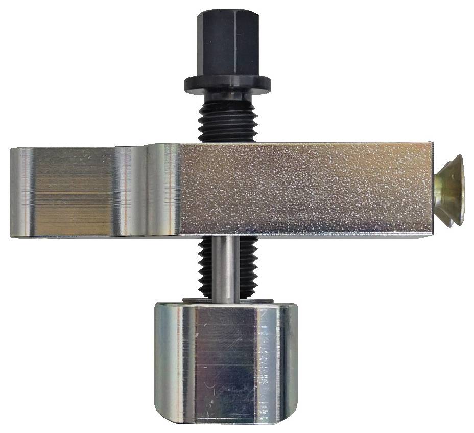 "Oldalsó pólus akkumulátor csavar kivonat eszköz" egy fém szerkezet, amely központi csavarmechanizmussal rendelkezik az elakadt akkumulátor pólusok eltávolítására.