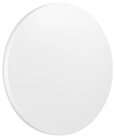 Egy sima fehér, ovális alakú felület, amelynek finom árnyéka van egy fehér háttéren.