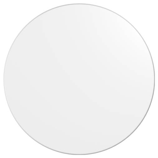 Egy sima fehér körkörös tárgy sima felülettel, amely három dimenziónak tűnik a jobb oldali enyhe árnyékolás miatt.