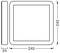 Négyzet alakú tárgy diagramja méretekkel. Elölnézet 245x245 mm-t mutat, oldalnézet a vastagság 24 mm-t mutatja.