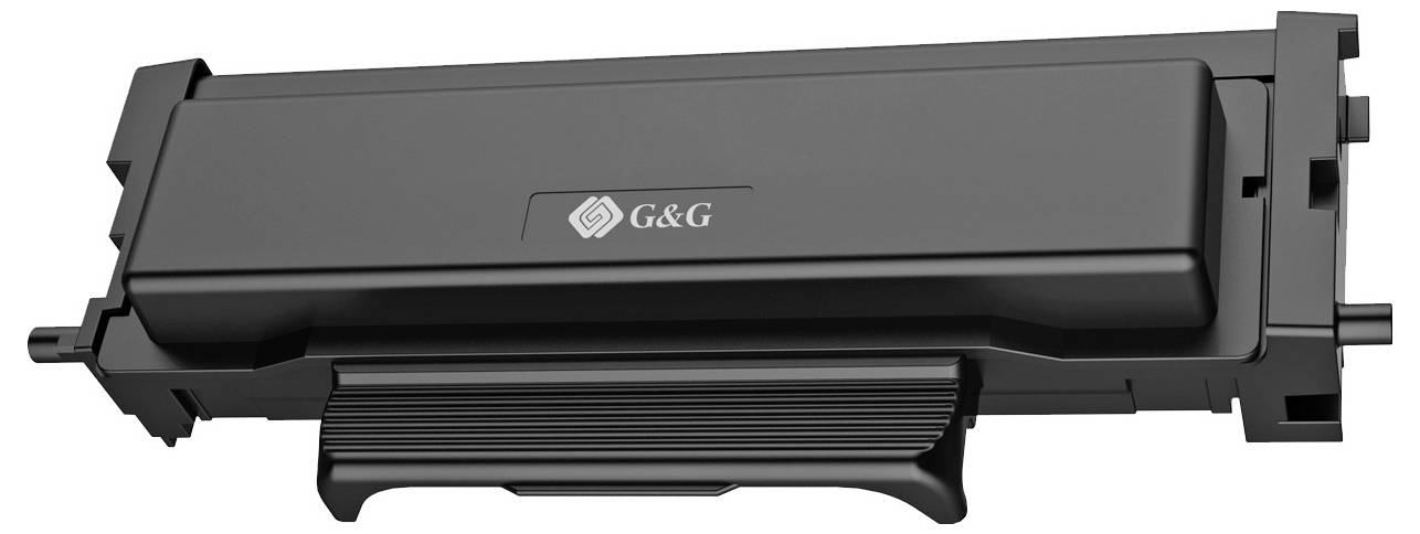 Fekete nyomtatótoner-kazetta a „G&G" logóval az oldalán.
