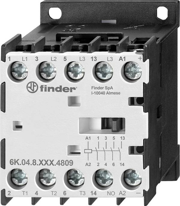 Finder 6K.04.9.024.4812 Védő Névleges feszültség: 24 V/DC Max. kapcsolási áram: 20 A 3 záró, 1 záró 1 db