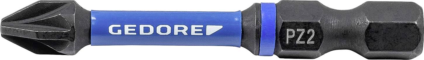 Egy kék Gedore T25 csavarhúzó bit zöld sávval, T25 Torx csavarok hajtásához tervezve.