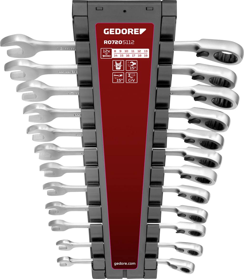 Gedore R07205112 Gyűrűs-racsnis kulcs készlet Kulcsszélesség (metrikus) 8 - 19 mm-0