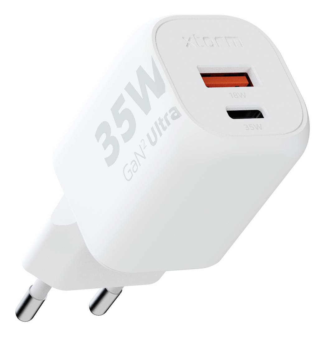 XTORM Ultra Wall USB-s töltőkészülék 35 W 1x USB-C®, 1x USB-A Quick Charge 3.0 Fehér GaN