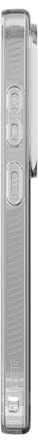 Szürke összehajtható telefon oldalnézete látható hangerő gombokkal.