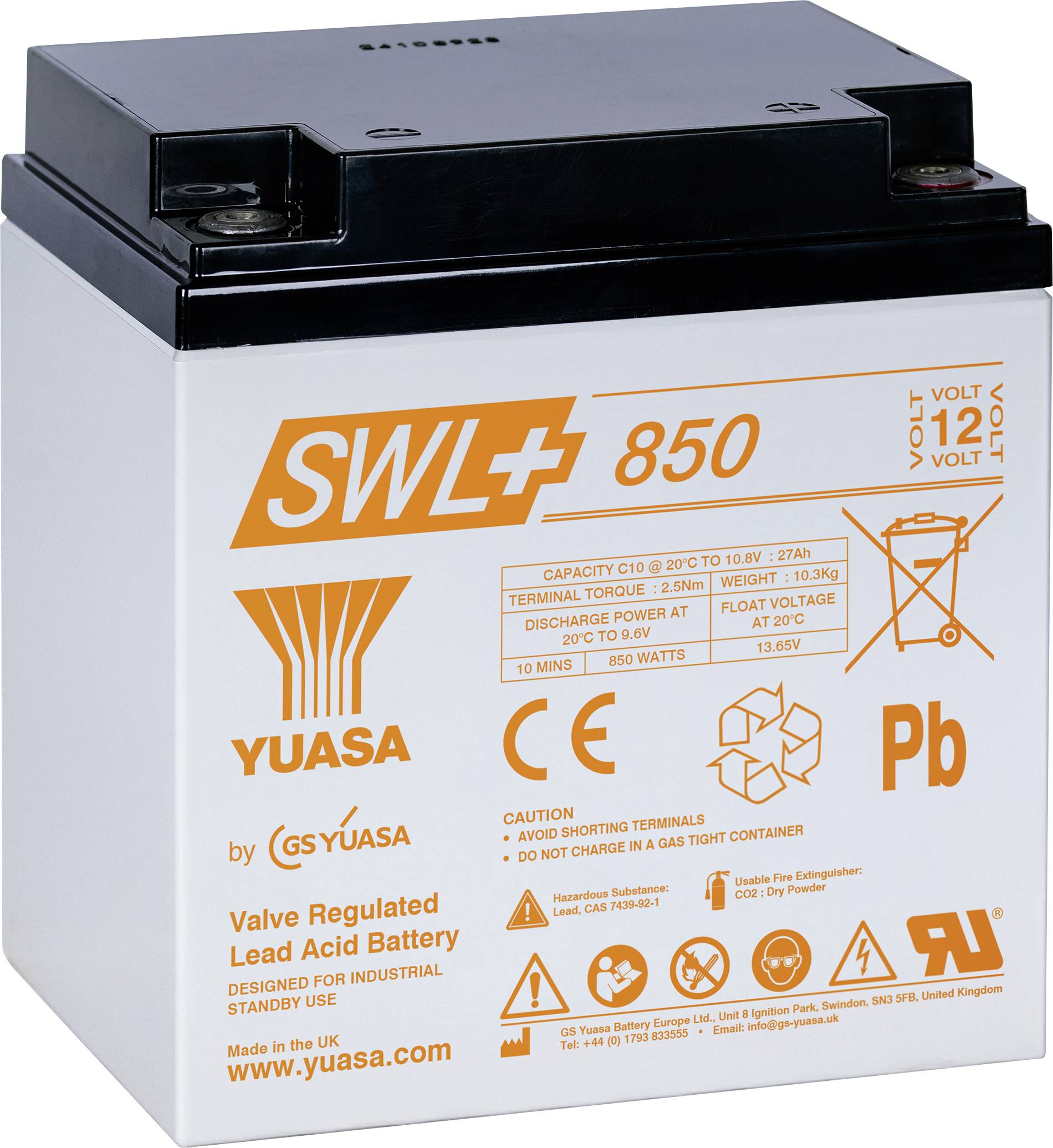 Ólomakku Yuasa SWL+850 Ólom-vlies (AGM) 28.8 Ah 12 V 1 db