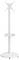 Fehér TV-állvány sík alappal, magasságban állítható pólussal, szerelőkonzollal és egy kis kiegészítőkhez való polccal.