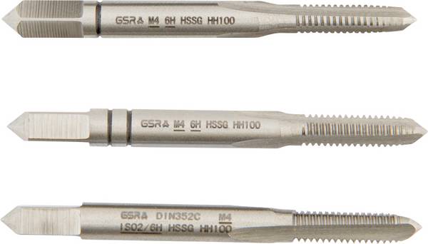 GSR B00105150 Kézi menetfúró Metrikus M4 DIN 352 HSS-G 3 db