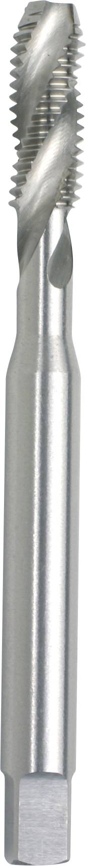 Egy ezüstszínű, spirálisan hornyolt menetmetsző eszköz, amelyet fém vagy műanyag anyagokba csavarmenetek létrehozására használnak. Az eszköznek hengeres szára és vágóhornyai vannak.