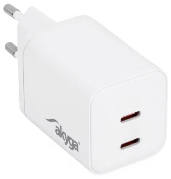 Akyga  USB-s töltőkészülék 45 W USB-C® Power Delivery 3.0 Fehér Mobil GaN