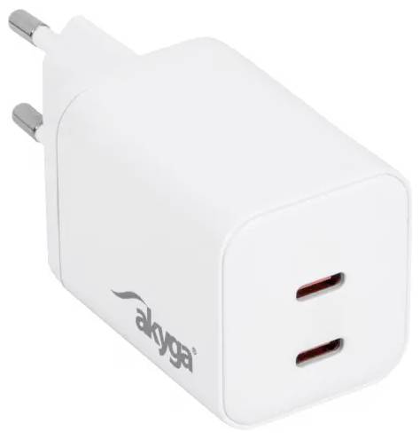 Akyga USB-s töltőkészülék 45 W USB-C® Power Delivery 3.0 Fehér Mobil GaN
