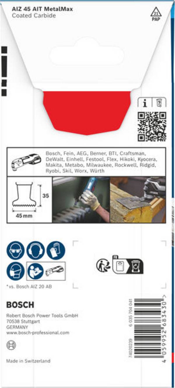 Bosch Accessories 2608902054 2608902054 Carbide Multifunkciós fűrészlapok  45 mm  1 db