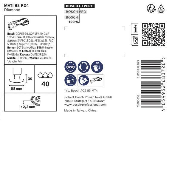 Bosch Accessories 2608902083 2608902083 Gyémánt Multifunkciós szerszám csiszolólap 68 mm 1 db-0