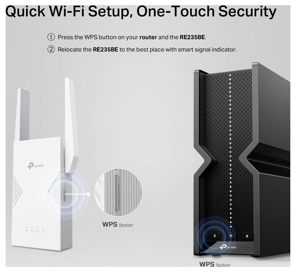 TP-LINK WLAN hatótáv növelő TP-Link BE3600 Ricevitore e trasmettitore di rete Bianco 2500 Mbit/s RE235BE WiFi 7, Mesh-ké-4